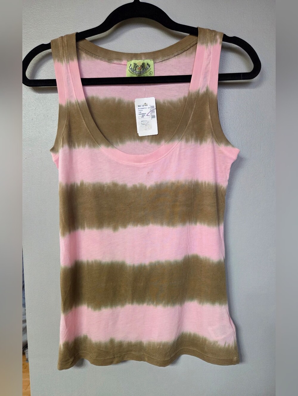 Juicy Couture Tie-Dye Stripe Tank Top - Pink & Olive - L